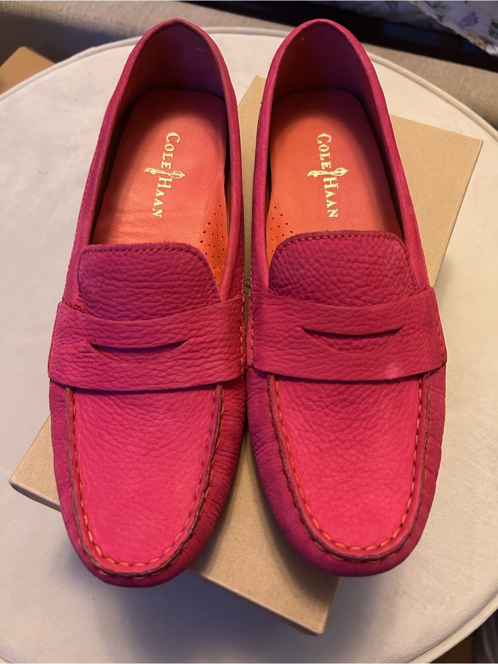 Cole Haan Men’s Fuchsia Leather Penny Loafers